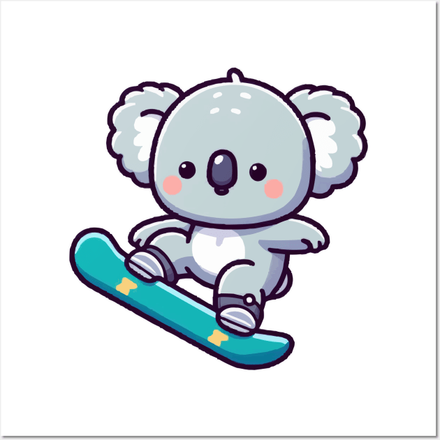 Funny koala Snowboarding Wall Art by fikriamrullah